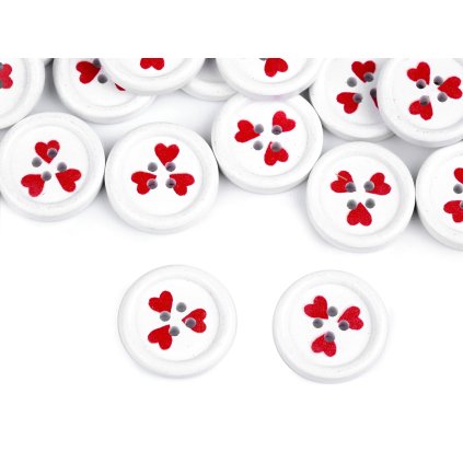 Dřevěný knoflík se srdíčky, 23 mm