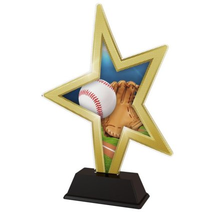 Akrylátová trofej STAR002M6 | Baseball (Výška cm 21, Štítek na pohár 79x20)