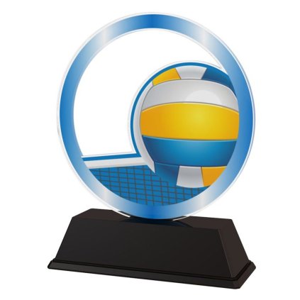 Akrylátová trofej AKE012018M18 | Volejbal (Výška cm 8,5, Štítek na pohár 53x17)