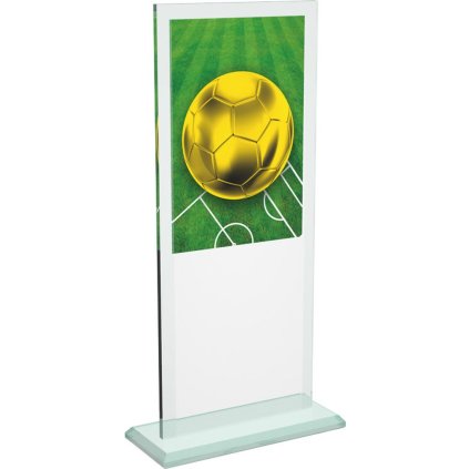 Skleněná trofej CRTF20001M6 | Fotbal (Výška cm 21, UV tisk sklo UV tisk sklo 90, Laserové gravírování Laserové gravírování 90)