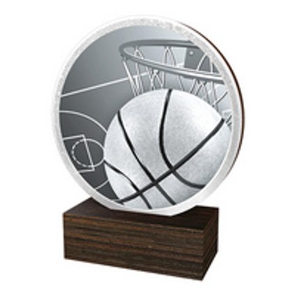 Dřevěná plaketa TFRW511 | Basketball (Výška cm 9,5, Štítek na pohár 65x23)