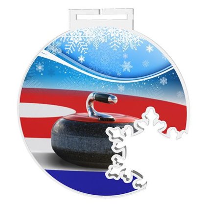Akrylátová medaile MDAS0011 | Curling (Průměr cm 8, Stuha ST9)