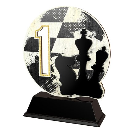 Dřevěná trofej PWT001M11 | Šachy (Výška cm 15, Barva bronz, Štítek na pohár 79x20)