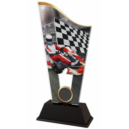 Akrylátová trofej CASM21 | Motorsport (Výška cm 17,5, Štítek na pohár 79x20, Emblém na pohár Emblém 2,5 cm)