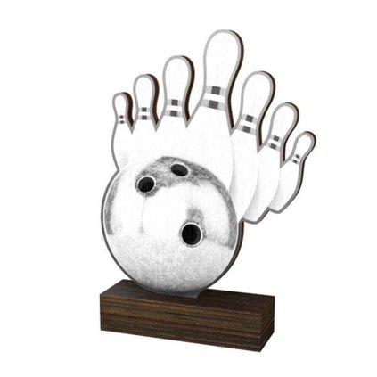 Dřevěná plaketa WF036 | Bowling (Výška cm 13,5, Štítek na pohár 65x23)