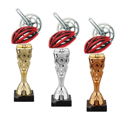 Trofej HLAC02M24 | Cyklistika (Barva bronz, Štítek na pohár 48x16, Emblém na pohár Emblém 2,5 cm)