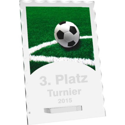 Skleněná trofej CR4244M2 | Fotbal (Výška cm 20, Laserové gravírování Laserové gravírování 90, UV HQ tisk UV tisk sklo 90)