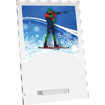 Skleněná trofej CRS4244M24 | Biatlon (Výška cm 20, Laserové gravírování Laserové gravírování 90, UV tisk sklo UV tisk sklo 90)