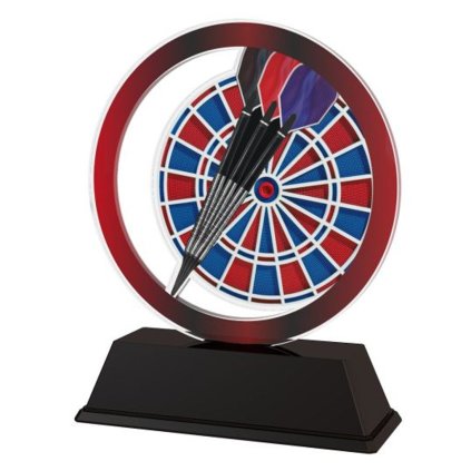 Akrylátová trofej AKE012018M14 | Šipky (Výška cm 8,5, Štítek na pohár 53x17)