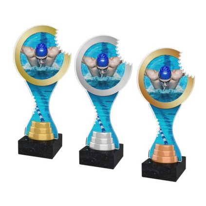 Akrylátová trofej ACBTM19 | Plavání (Výška cm 23,5, Barva bronz, Štítek na pohár 70x25)