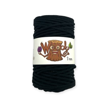 Woody příze 3 mm – Černá (100m)