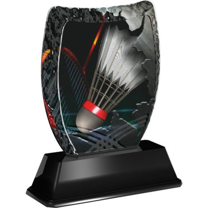 Akrylátová trofej ACE2018M19 | Badminton (Výška cm 14, Štítek na pohár 99x22)