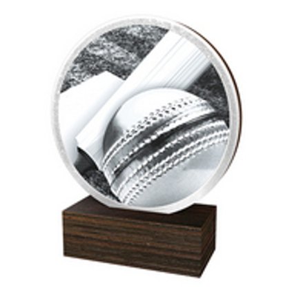 Dřevěná plaketa TFRW580 | Cricket (Výška cm 9,5, Štítek na pohár 65x23)
