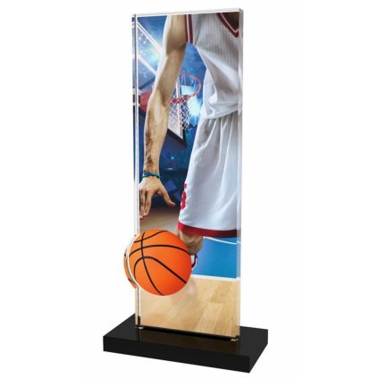 Akrylátová trofej APLAM11 | Basketball (Výška cm 18, Štítek na pohár 48x16)
