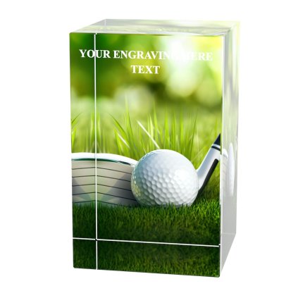 Skleněná trofej CR3065M24 | Golf (Výška cm 8, Laserové gravírování Laserové gravírování 90, UV tisk sklo UV tisk sklo 90)