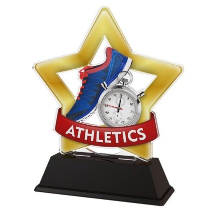Akrylátová trofej STAR001M15 | Atletika (Výška cm 9,5, Štítek na pohár 53x17)