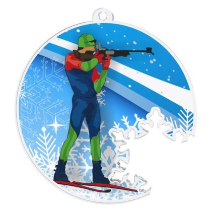 Akrylátová medaile MDAS050M10 | Biatlon (Průměr cm 5, Stuha ST6)
