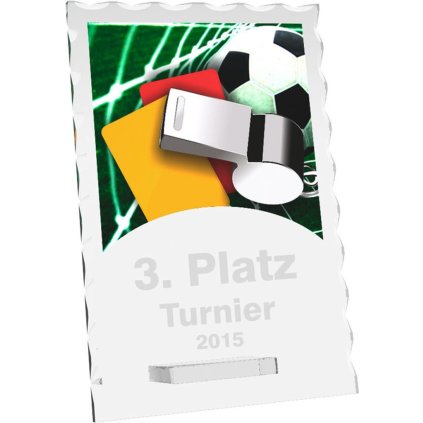 Skleněná trofej CR4244M4 | Fotbal (Výška cm 20, Laserové gravírování Laserové gravírování 90, UV tisk sklo UV tisk sklo 90)