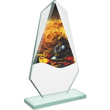 Skleněná trofej CRTH20008M3 | Hasiči (Výška cm 19,5, Laserové gravírování Laserové gravírování 90, UV tisk sklo UV tisk sklo 90)