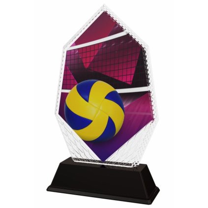 Akrylátová trofej PYR001M15 | Volejbal (Výška cm 16, Štítek na pohár 99x22)