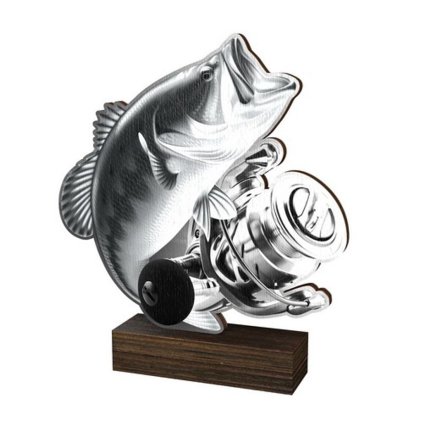 Dřevěná plaketa WF200 | Rybaření (Výška cm 13,5, Štítek na pohár 65x23)