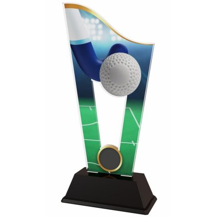 Akrylátová trofej CASM15 | Pozemní hokej (Výška cm 17,5, Štítek na pohár 79x20, Emblém na pohár Emblém 2,5 cm)
