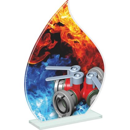 Skleněná trofej CRH20244M06 | Hasiči (Výška cm 16, Laserové gravírování Laserové gravírování 90, UV tisk sklo UV tisk sklo 90)