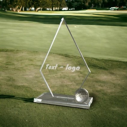 Skleněná trofej CRG202404 | Golf (Výška cm 17, Laserové gravírování Laserové gravírování 180, UV tisk sklo UV tisk sklo 180)