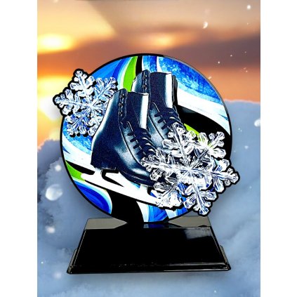 Akrylátová trofej FABM56 | Krasobruslení (Výška cm 10, Štítek na pohár 53x17)