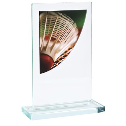 Skleněná trofej CR3061M11 | Badminton (Výška cm 14, Laserové gravírování Laserové gravírování 90)