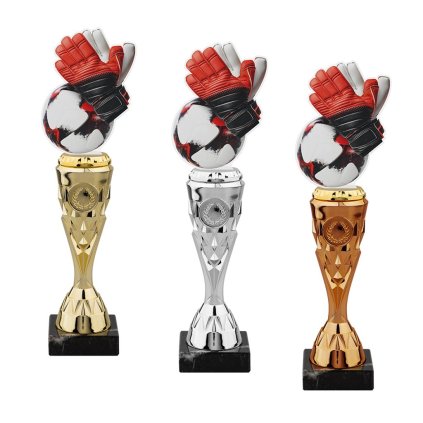 Trofej HLAC02M02 | Fotbal (Barva bronz, Štítek na pohár 48x16, Emblém na pohár Emblém 2,5 cm)
