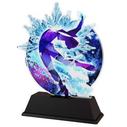 Akrylátová trofej CBCUS004M11 | Krasobruslení (Výška cm 14,5, Štítek na pohár 79x20)