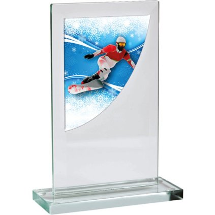 Skleněná trofej CRS3061M20 | Snowboard (Výška cm 14, Laserové gravírování Laserové gravírování 90)