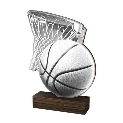 Dřevěná plaketa WF020 | Basketball (Výška cm 13,5, Štítek na pohár 65x23)