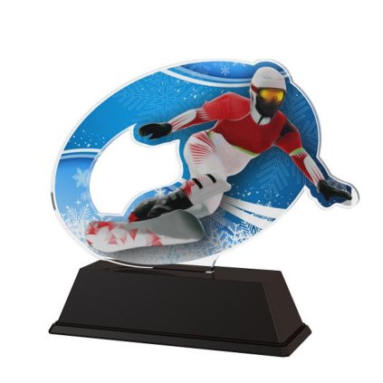 Akrylátová trofej ACLC001M3 | Snowboard (Výška cm 11, Štítek na pohár 79x20)
