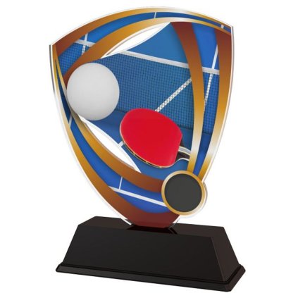 Akrylátová trofej CACUF001M22 | Stolní tenis (Výška cm 10, Štítek na pohár 53x17, 40x15, Emblém na pohár Emblém 2,5 cm)