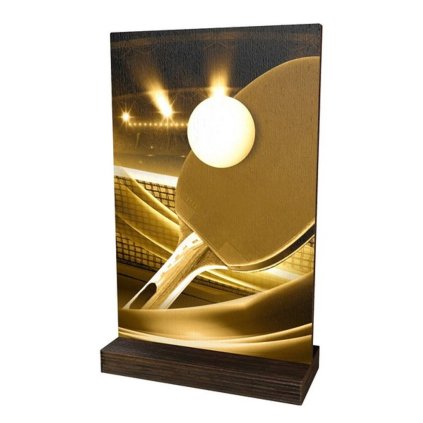 Dřevěná plaketa WPLAR01M07 | Stolní tenis (Výška cm 23, Vložit text či logo na trofej 55kč, Štítek na pohár 85x16 D)