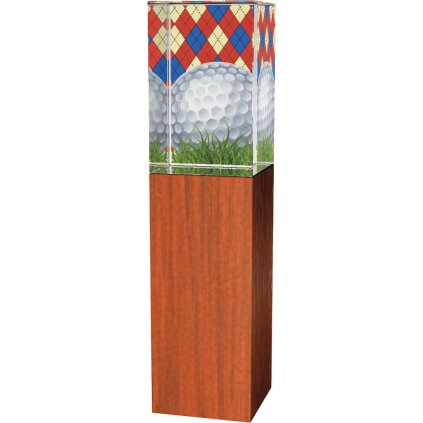 Golfová trofej - kombinace skla a dřeva CRG4021M2 | Golf (Výška cm 16, UV tisk sklo UV tisk sklo 90)