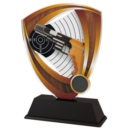 Akrylátová trofej CACUF001M25 | Střelba (Výška cm 10, Štítek na pohár 53x17, 40x15, Emblém na pohár Emblém 2,5 cm)