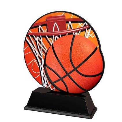 Akrylátová trofej FABM03 | Basketball (Výška cm 10, Barva plnobarevná, Štítek na pohár 53x17)