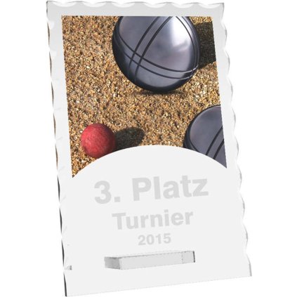 Skleněná trofej CR4244M22 | Petanque (Výška cm 20, Laserové gravírování Laserové gravírování 90, UV tisk sklo UV tisk sklo 90)