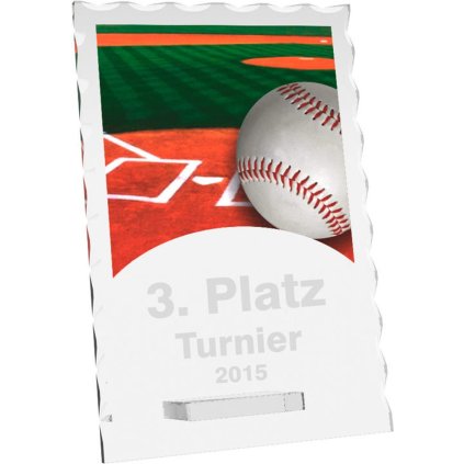 Skleněná trofej CR4244M13 | Baseball (Výška cm 20, Laserové gravírování Laserové gravírování 90, UV tisk sklo UV tisk sklo 90)