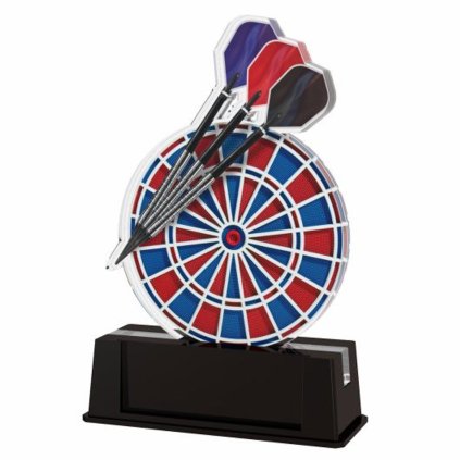 Akrylátová trofej FA211M08 | Šipky (Výška cm 15, Štítek na pohár 75x25)
