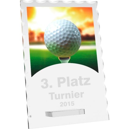 Skleněná trofej CR4244M09 | Golf (Výška cm 20, Laserové gravírování Laserové gravírování 90, UV tisk sklo UV tisk sklo 90)
