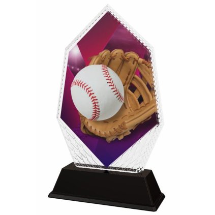 Akrylátová trofej PYR001M10 | Baseball (Výška cm 16, Štítek na pohár 99x22)
