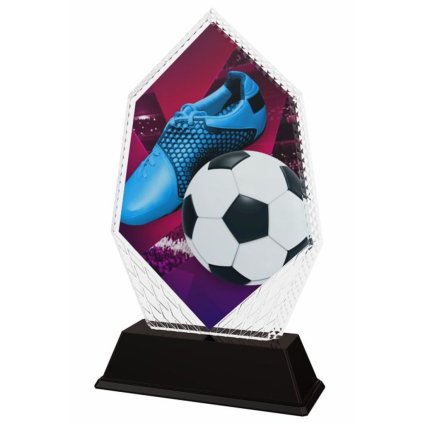 Akrylátová trofej PYR001M02 | Fotbal (Výška cm 16, Štítek na pohár 99x22)