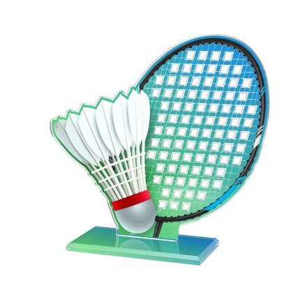 Akrylátová trofej AWF M63 | Badminton (Výška cm 13,5, Barva plnobarevná, Štítek na pohár 60x25)