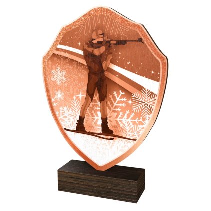 Dřevěná plaketa TFRW300 | Biatlon (Výška cm 10,5, Štítek na pohár STKZF,02,03,04,05)