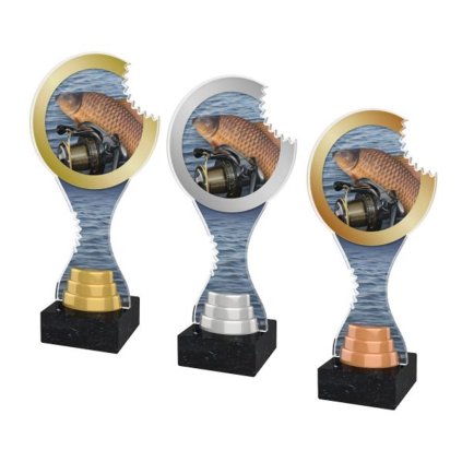 Akrylátová trofej ACBTM38 | Rybaření (Výška cm 23,5, Barva bronz, Štítek na pohár 70x25)