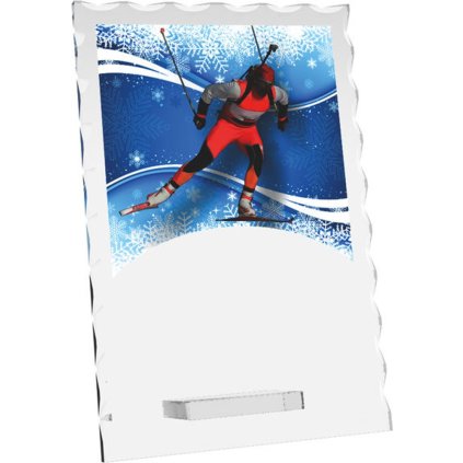 Skleněná trofej CRS4244M23 | Biatlon (Výška cm 20, Laserové gravírování Laserové gravírování 90, UV tisk sklo UV tisk sklo 90)